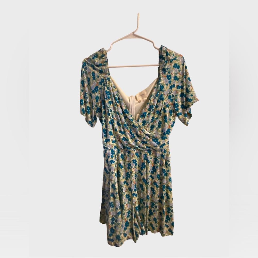 Francesca’s Blue Green Floral Romper Brand New Size Small